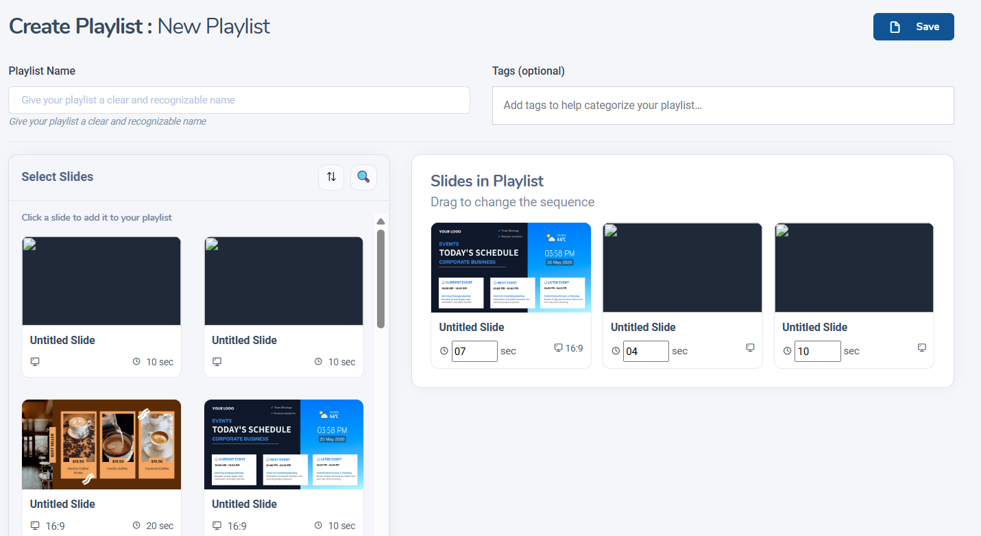 Add slides to playlist
