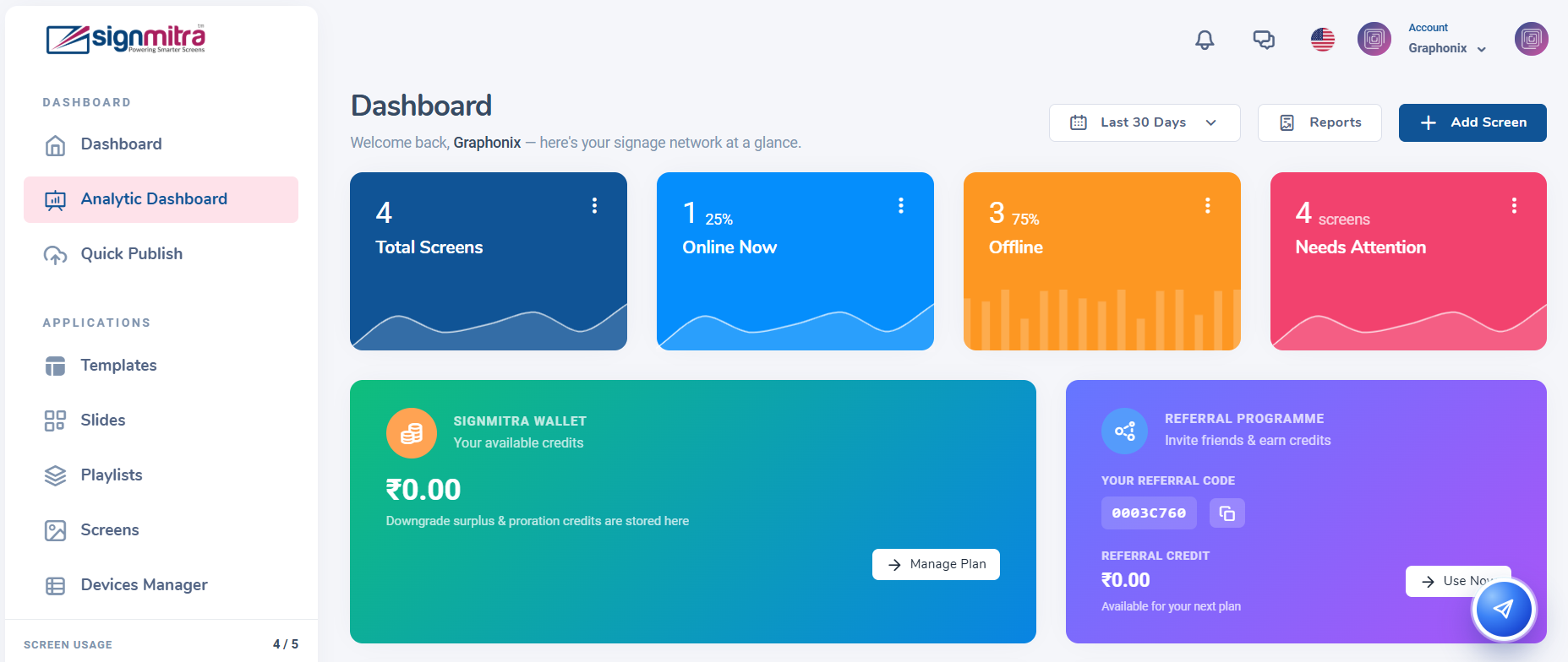 Dashboard overview cards