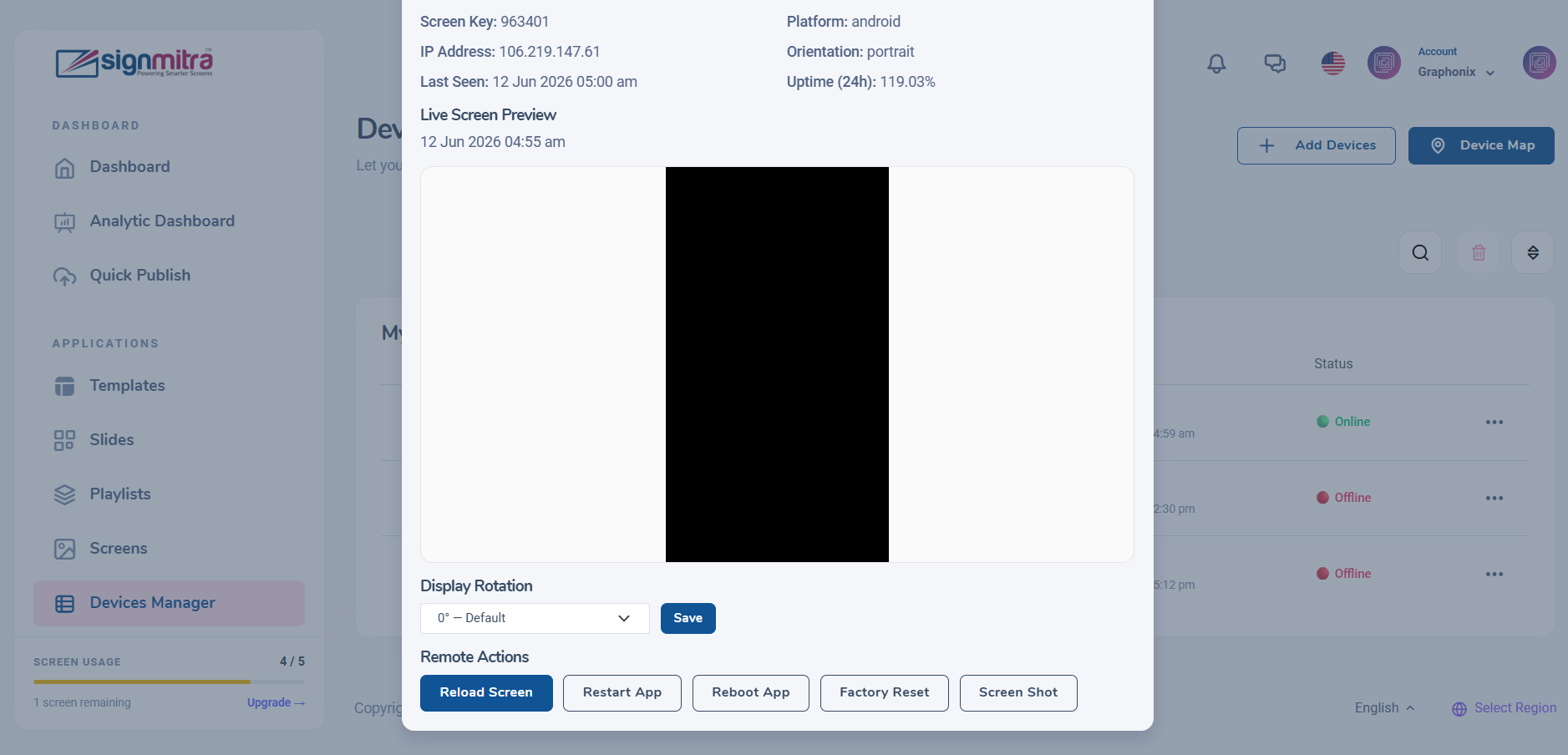 Device actions