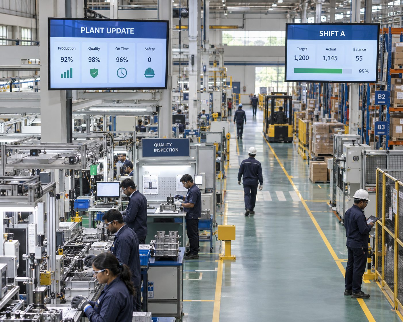 Warehouse and logistics information on industrial screens