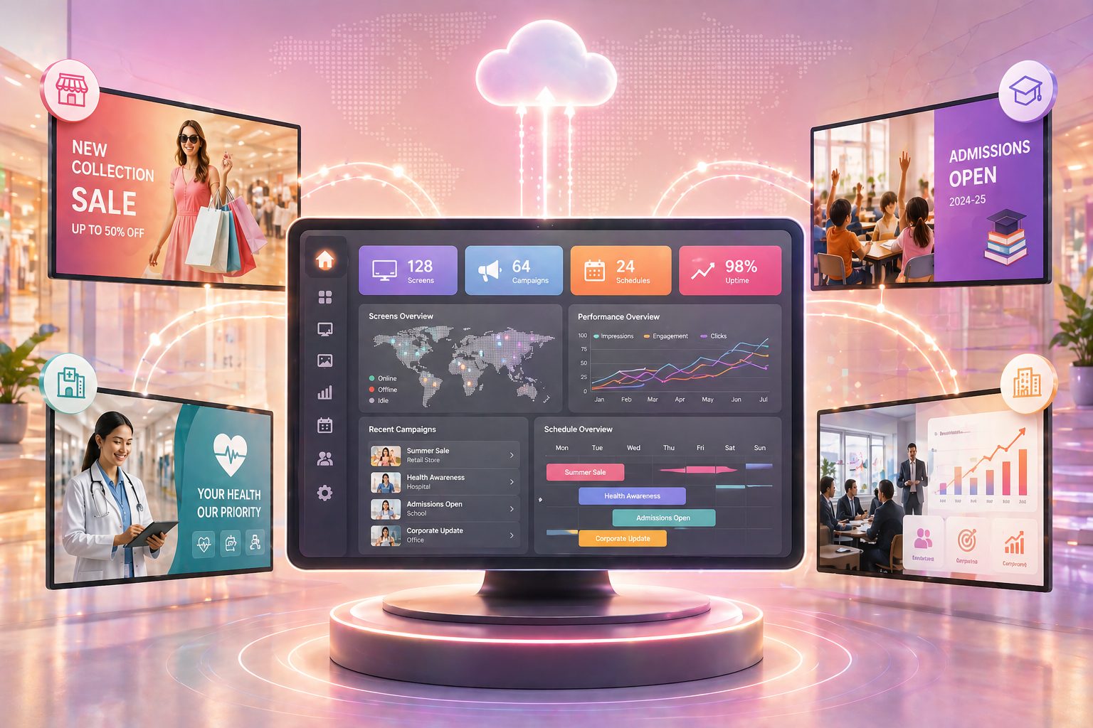 Control your entire signage network from one dashboard
