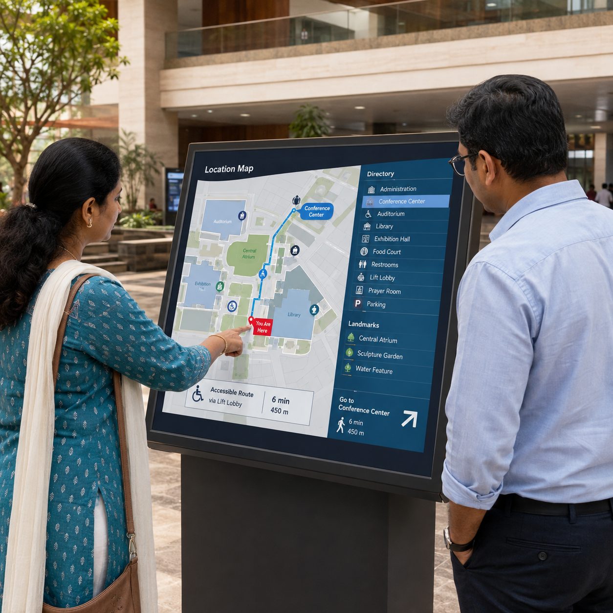 Smart city digital wayfinding map and public directory