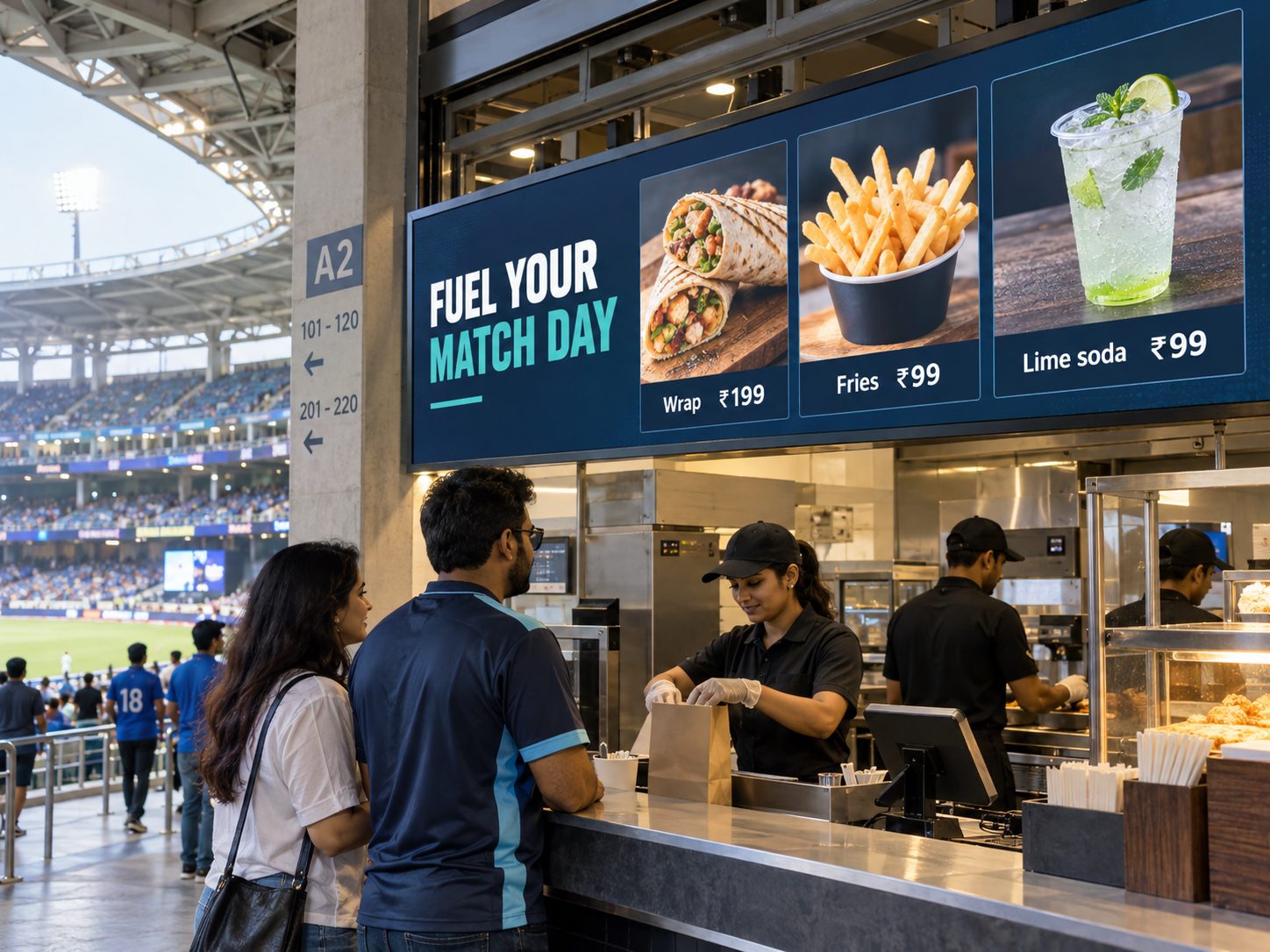 Stadium concession digital menu boards