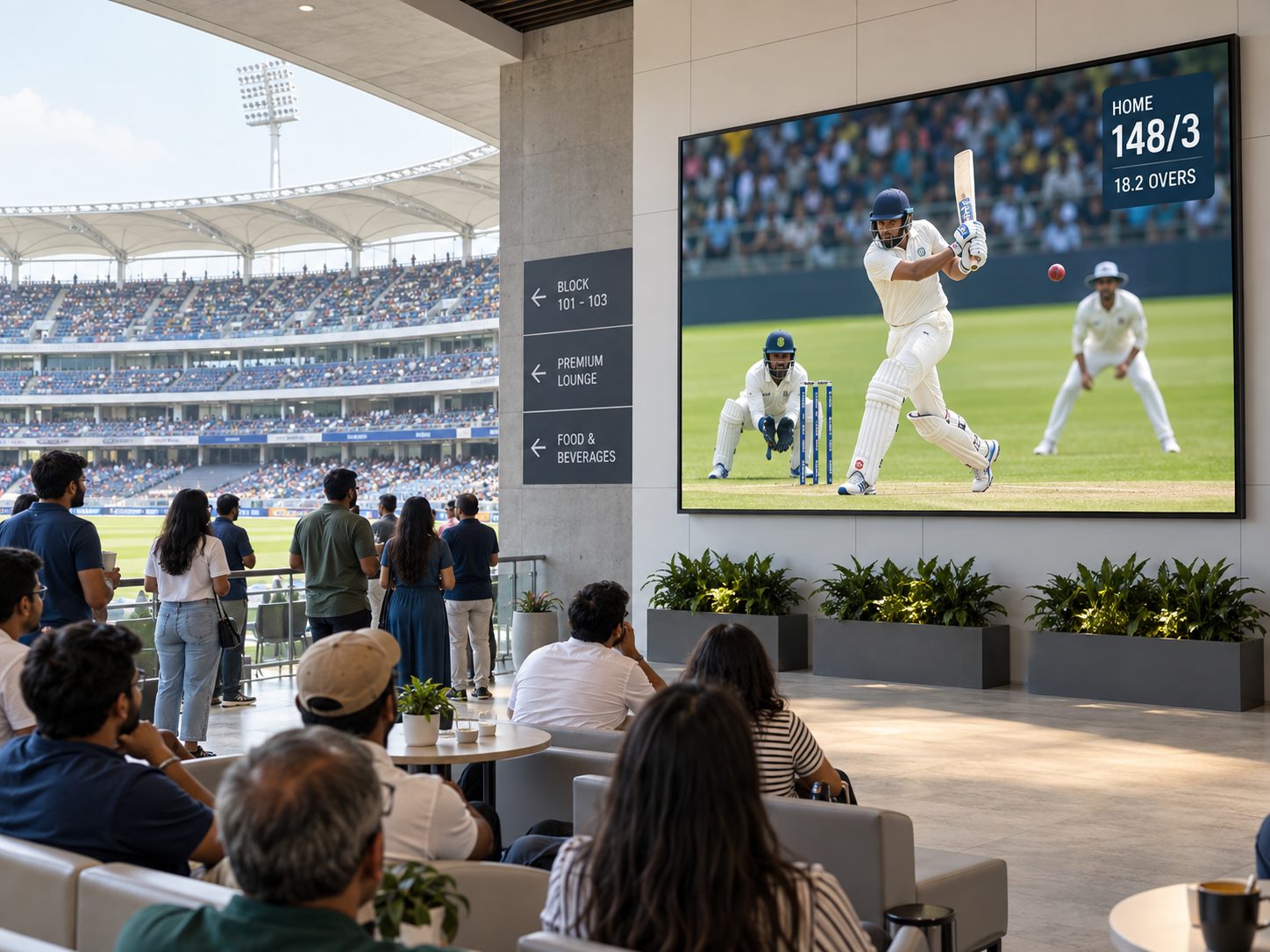Live sports content on stadium digital signage