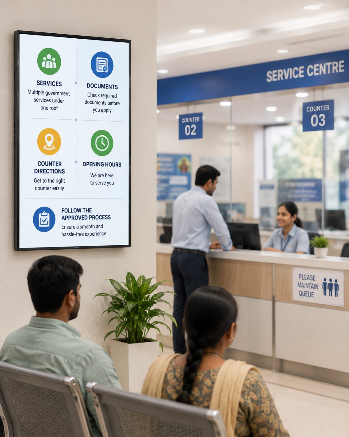 Citizen service information on government digital signage
