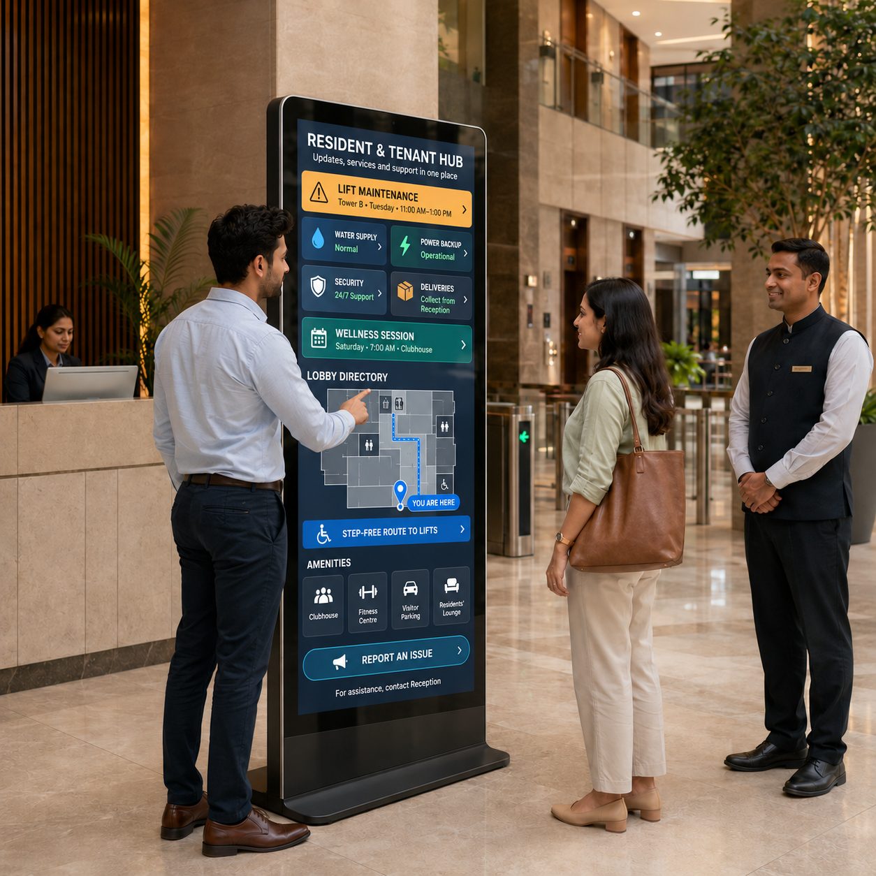 Resident and commercial tenant digital signage communication