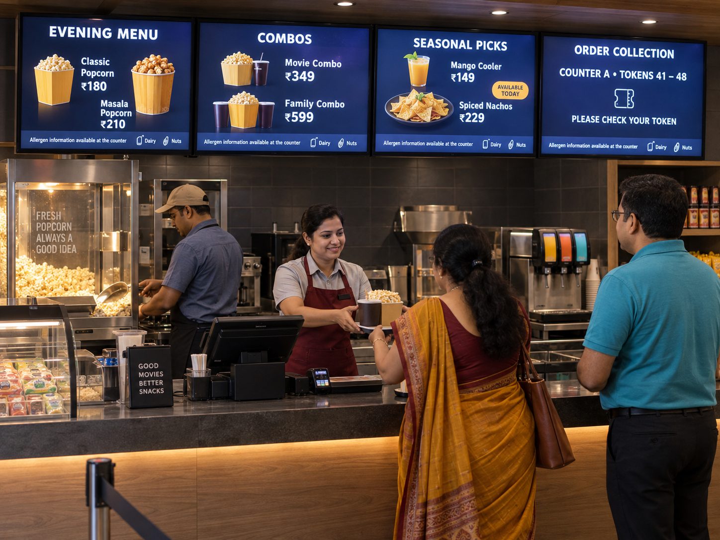Cinema concession digital menu board
