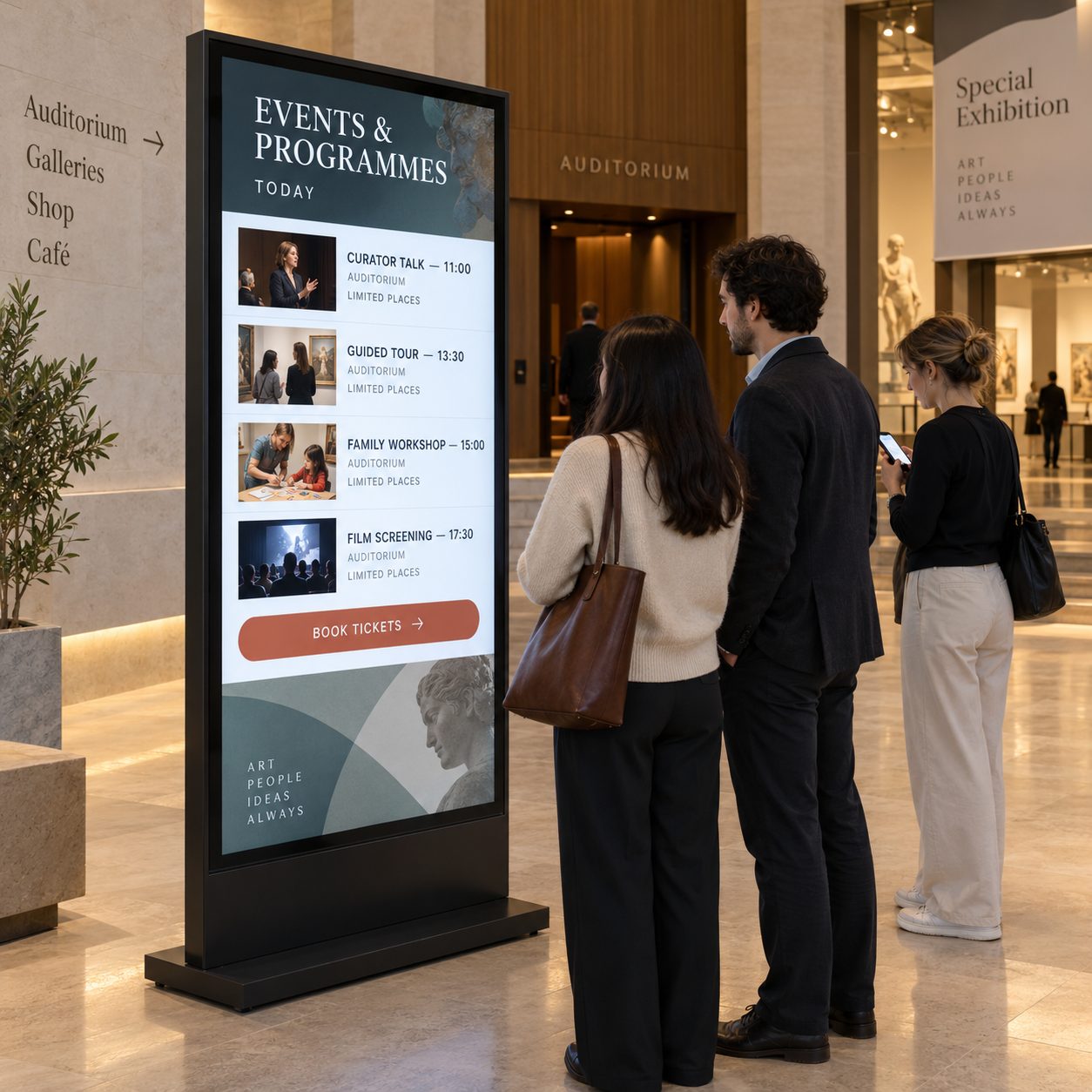 Museum events and programme information screen