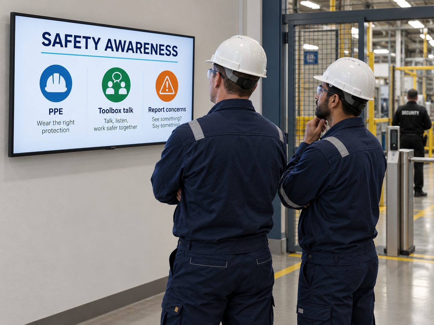 Manufacturing safety communication on digital signage