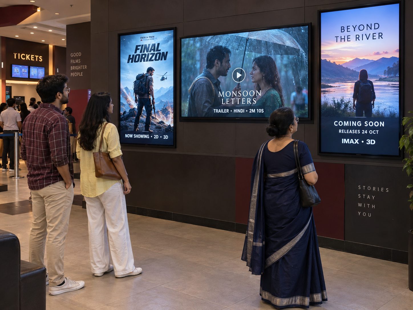 Movie posters and trailers on cinema digital signage