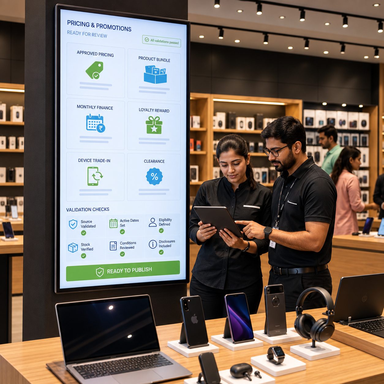 Electronics store service and aftercare information screen