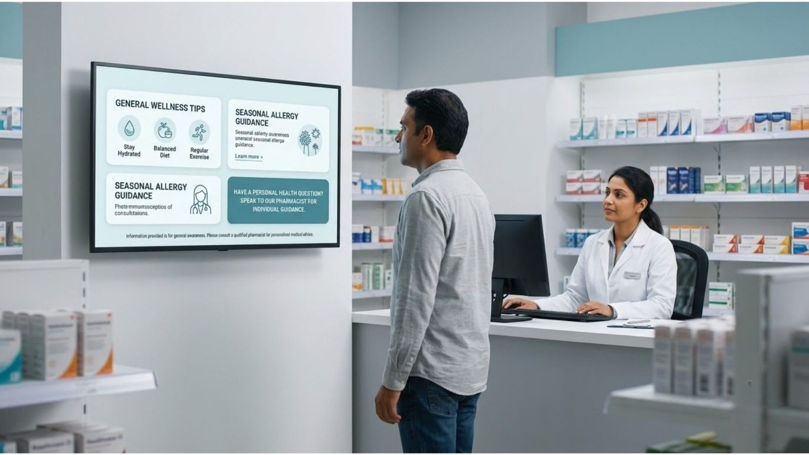 Pharmacist consultation and service promotion display